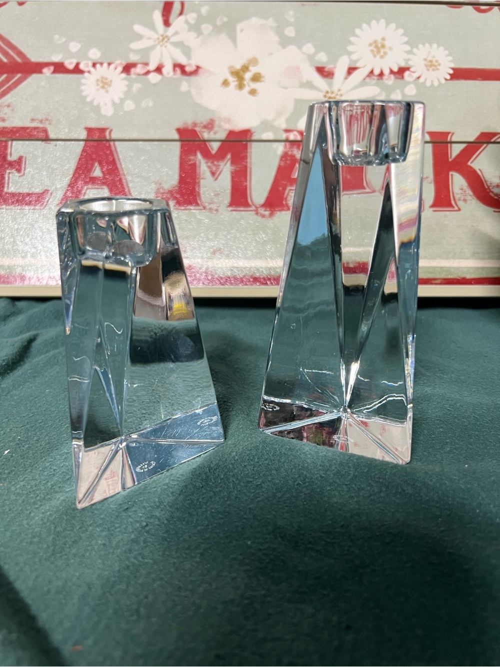 Pair of Villeroy & Boch Solid Lead Crystal Prism Candle Holders